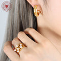Celestial Sun Moon Star Open Bangle And Hoop Earrings view 3