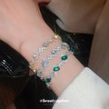 Oval Crystal Clasp Bracelets Green Clear Accents 2 Styles view 1