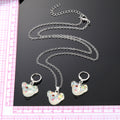 Silver Tone Glitter Bear Huggie Earrings and Pendant Necklace view 4