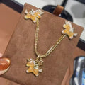 Gold Crystal Pony Pendant Necklace and Stud Earrings view 1