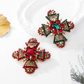 Red Gold Tone Cross Geometric Crystal Two Designs Metal Brooch Pin view 4