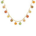 Gold Multicolor Enamel Daisy Flower Charm Collar Necklace view 5