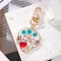 Gold Tone Abstract Face Pressed Flower Resin Clip Keychains view 2