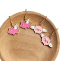 Pink Flying Pig Enamel Dangle Earrings White Wings 2 Styles view 5