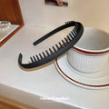 Black Matte Comb Tooth Headband With Inner Grip Row view 3