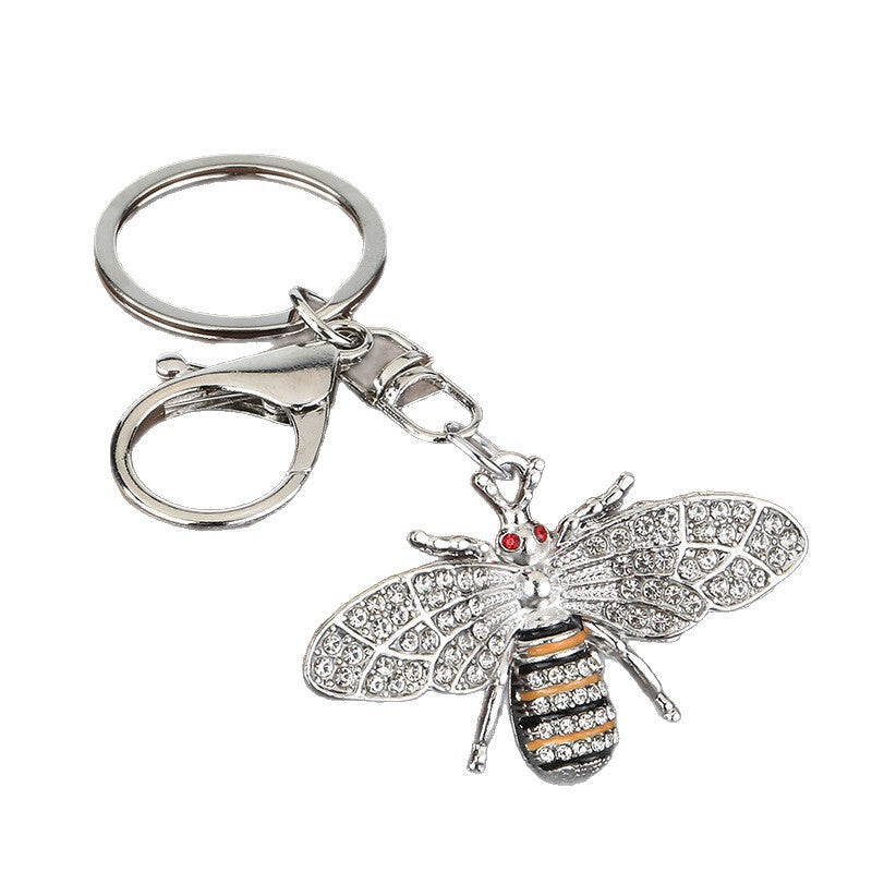Rhinestone Bee Alloy Keychain Bag Charm Car Key Accessory