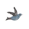 Blue Silver Tone Dove Crystal Two Designs Metal Brooch Pin view 1