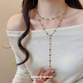 Multicolor Crystal Y Necklace in Polished Mixed Media Design view 3