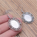 Filigree Oval Bezel Drop Earrings in Two Antique Finishes view 3