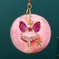 Jeweled Star Fairy Keychains with Round Faux Fur Pom Poms view 12