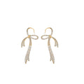 Crystal Bow Hook Earrings in Gold Tone or Silver Tone view 5