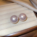 Round Pearl Stud Earrings in Four Colors and Sizes view 7