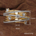 Two Tone Multi Row Cross Clear Stone Ring Sizes 6-10 view 4
