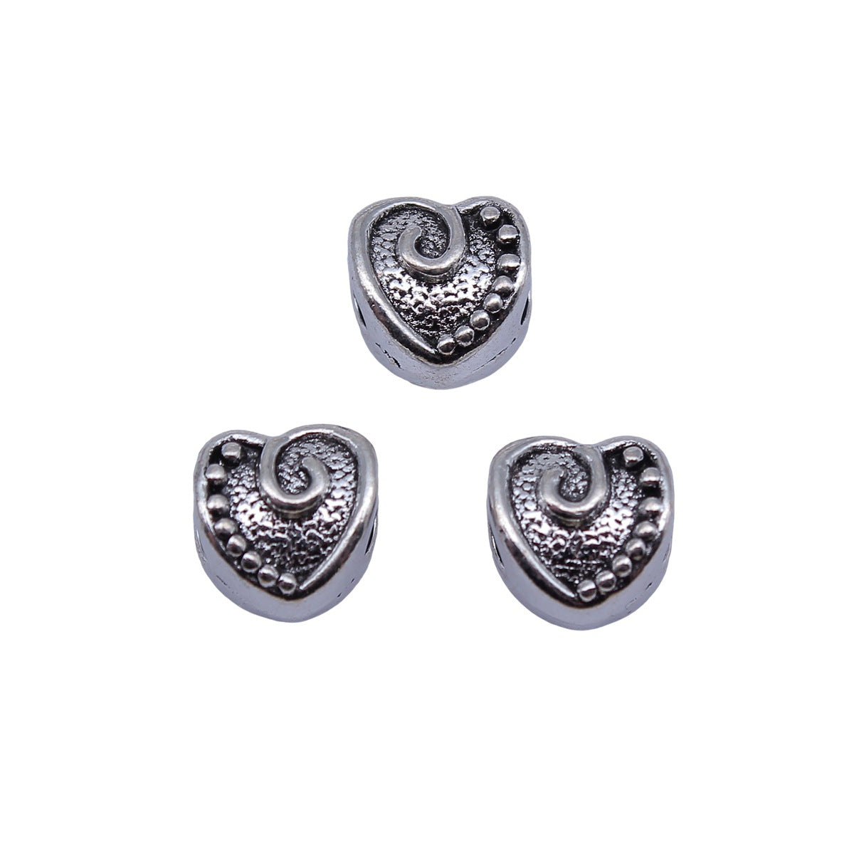 11x11x8.6mm 2.9g Antique Silver Zinc Alloy Heart Large Hole Beads for DIY Bracelet Jewelry Making
