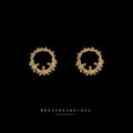 Gold Open Circle Wreath Stud Earrings Clear Stones view 1