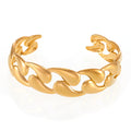 Open Teardrop Cuban Link Cuff Bangles Gold and Steel Stainless view 5