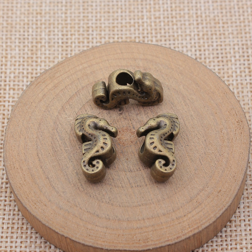 19x11x8mm 4g Multicolor Zinc Alloy Seahorse Large Hole Loose Metal Beads for Bracelet Jewelry Making