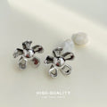 Metal Daisy Flower Stud Earrings Gold Silver Two Colors view 4