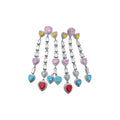 Silver Multicolor Heart Crystal Necklace Tassel Earrings view 5