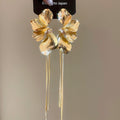Layered Petal Long Chain Tassel Earrings in Two Tones view 6