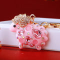Jeweled Sheep Figure Keychains in Five Pictured Color Options view 6