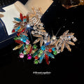 Crystal Leaf Ear Cuff in Clear Silver Tone or Multicolor view 4