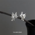 Silver Tone Flying Bird White Pearl And Clear Stone Stud Earrings view 4