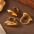 Polished Marquise Oval Statement Ring Gold Steel Size 8 view 2