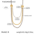 Multi Layer Ball Chain Heart Toggle Necklace Gold Steel Mix view 8