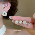 Gold Pearl White Enamel Stud Earring Set Five Pair Styles view 1