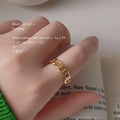 Gold-Tone Openwork Interlocking Chain Link Band Ring view 4