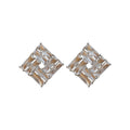 Clear Square Crystal Cluster Stud Earrings Statement Jewelry view 5
