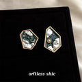 Dark Green Pentagon Night Sky Moon Sun Asymmetric Studs view 1