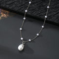 Silver Pearl Station Pendant Necklaces Six Charm Styles view 7