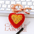 Jeweled Gold Heart Keychains in Red Green Gold White and Assorted Colors view 6