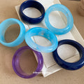 Resin Marbled Oval Bangle Bracelet Multicolor 12 Styles view 2