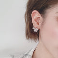 Clear Crystal Four Petal Flower Stud Earrings Polished Jewelry Accessory view 3