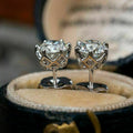 Round Clear Solitaire Openwork Basket Stud Earrings In Silver Tone view 1