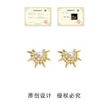 Gold-Tone Sunburst Pearl Clear Stone Stud and Clip Earrings view 3