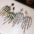 Crystal Chandelier Stud Earrings in Emerald Green or Clear view 2
