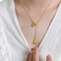 Gold Slider Necklace Dual Disc Xi Fu Character Pendants view 4