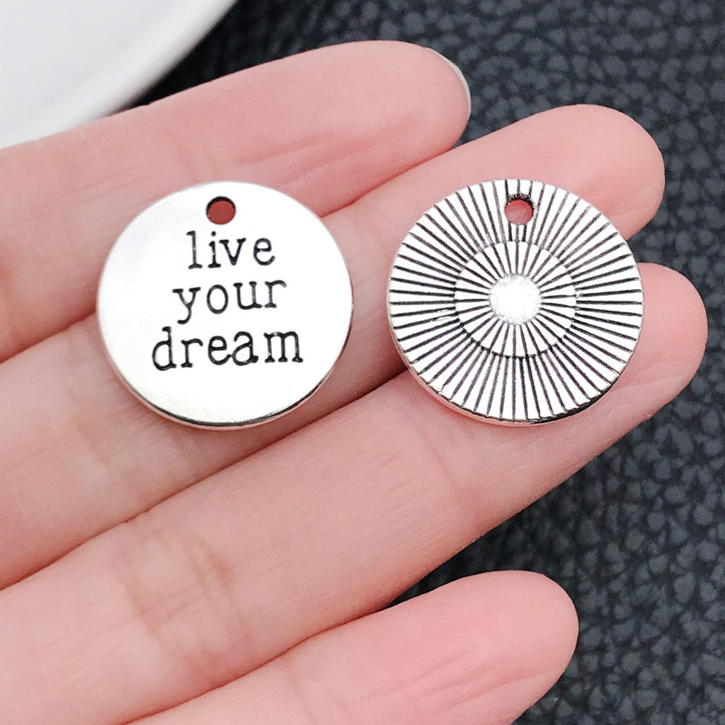 Iron Inspirational Letter Tag Charm Pendants for DIY Bracelet Necklace Keychain Jewelry