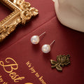 Four Size Classic White Pearl Look Round Stud Earrings view 7