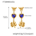 Butterfly Heart Clover Drop Earrings Red Blue Green Gold view 7