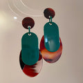 Layered Oval Resin Drop Earrings in Four Colorways view 7