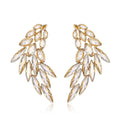 Gold Tone Silver Tone Champagne Long Marquise Wing Crystal Four Designs Metal Dangle view 1