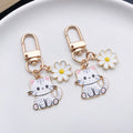 White Cat and Daisy Enamel Clip Keychain Eight-Style Collection view 1