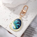 Gold Tone Oval Teardrop Marbled Swirl Clip Keychains in Six Colors view 2