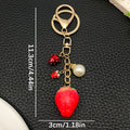 Six Red Rhinestone Cherry and Strawberry Metal Keychain Designs view 6