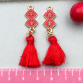 Enamel Zinc Alloy Spring Festival Couplet Blessing Charm Pendant for DIY Tassel Jewelry